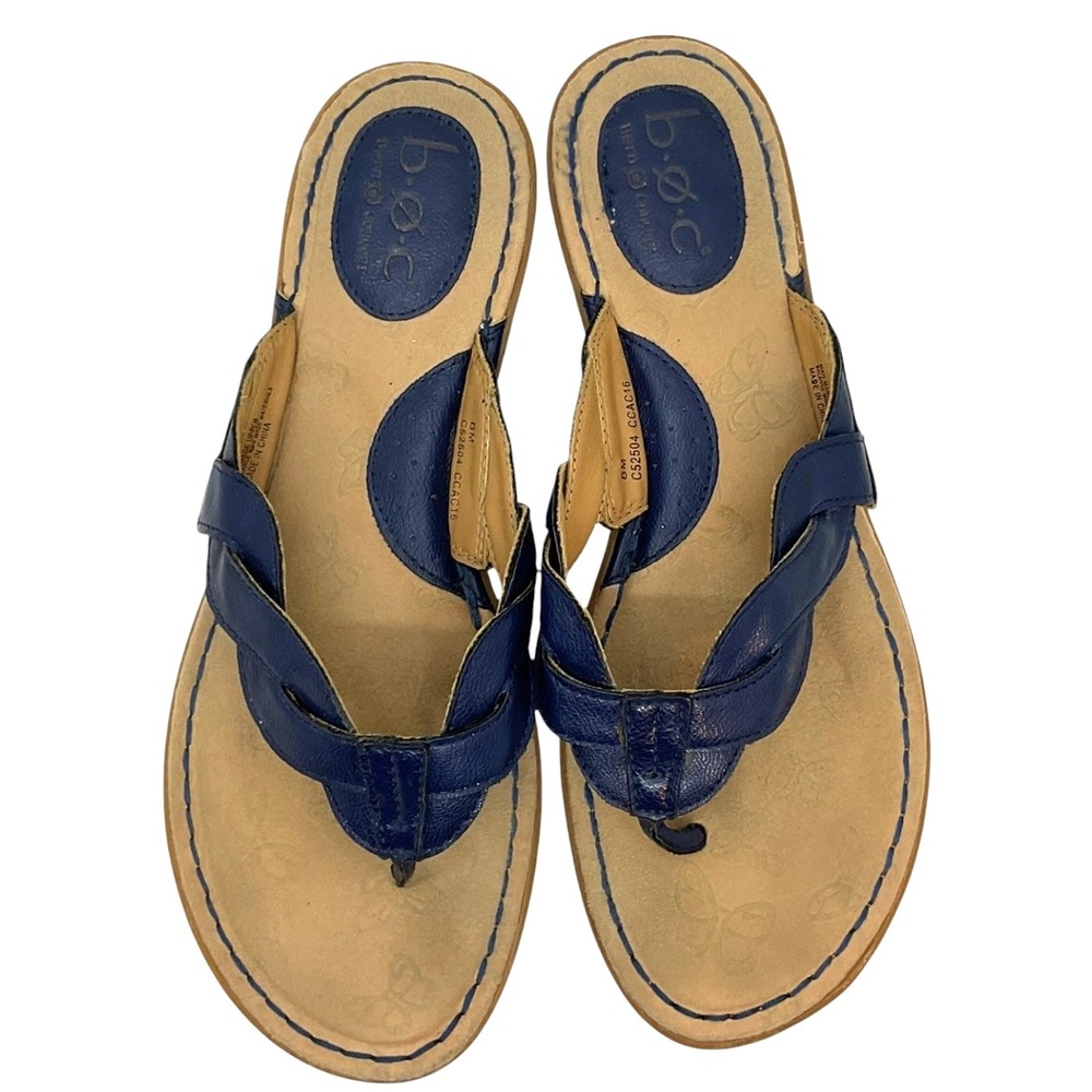 b.o.c. Born Concept Garland Navy Blue Cross Strap Comfort Thong Sandals 8M
